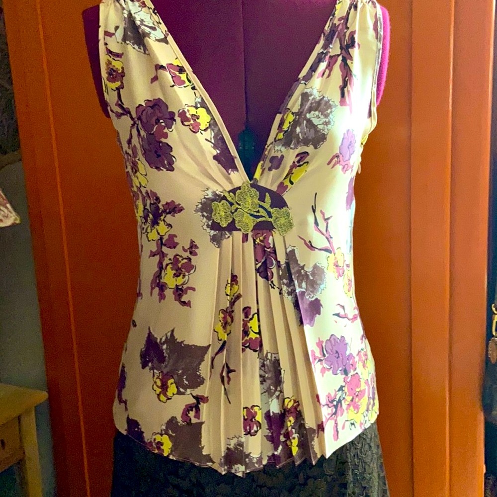 Floral silk top Sz6